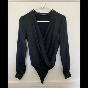 Black silk body suit